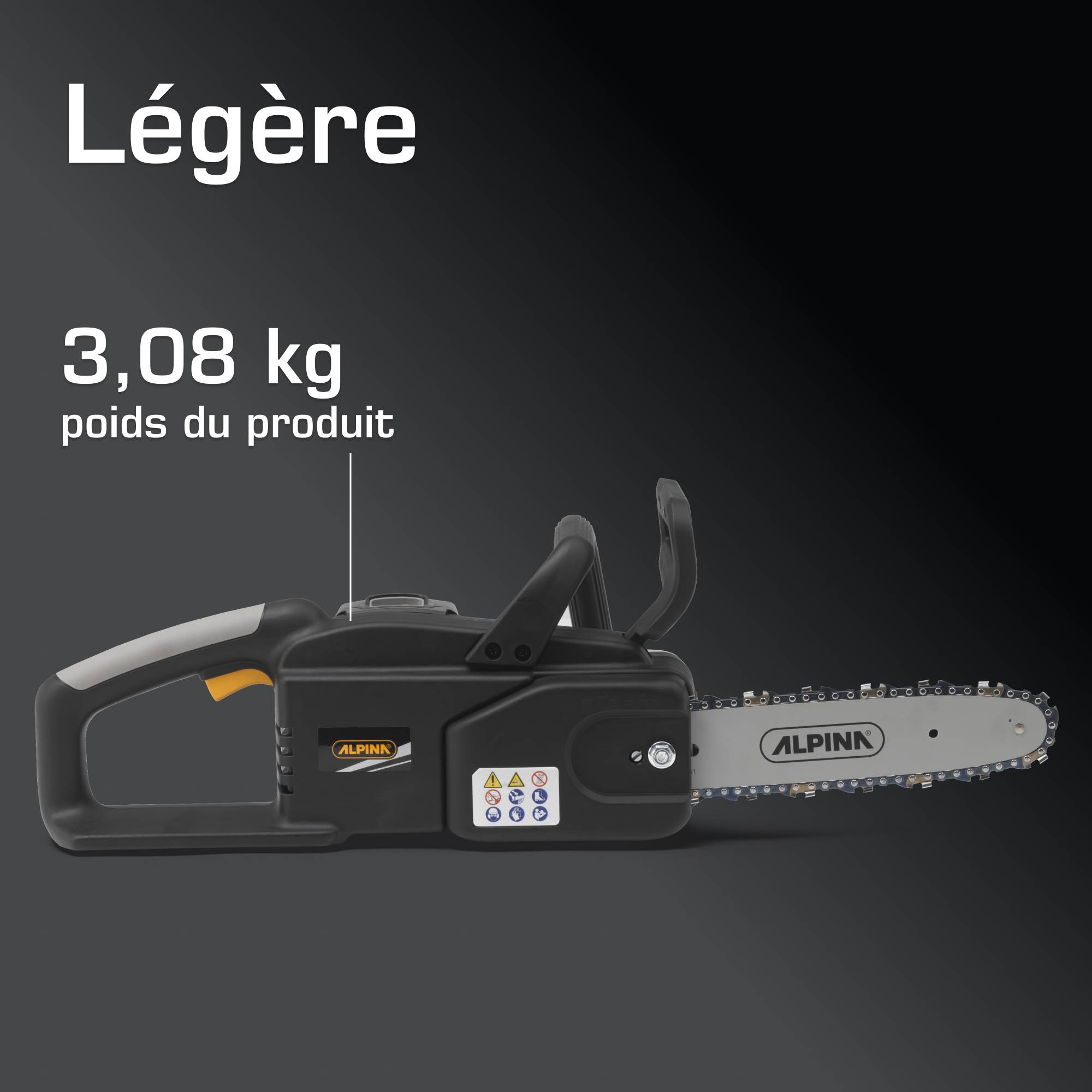 Alpina - Kit tronçonneuse ACS 20 Li, moteur 700W, guide 25cm, batterie STIGA 20V 4Ah - ALPINA - Image 4