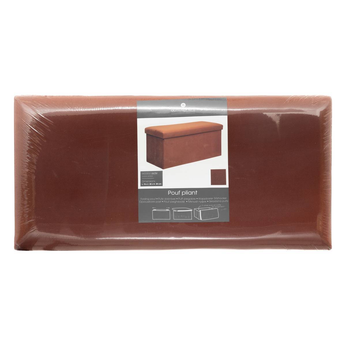 Atmosphera - Pouf pliant double "Lilou" en velours 76x38cm ambre - Atmosphera Créateur d'intérieur - Imagen 2