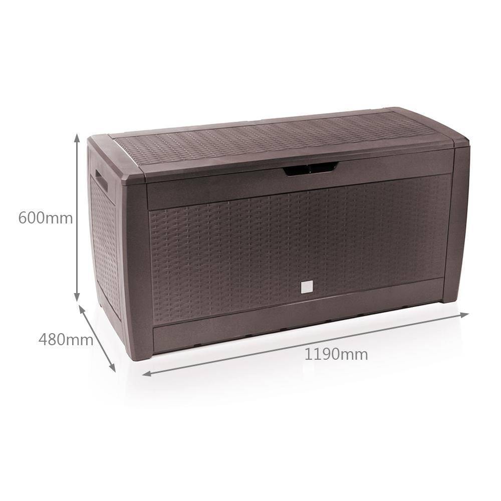 Coffre de Rangement Exterieur 310L en PP 119x48x60CM Style Polyrotin Marron - Image 5