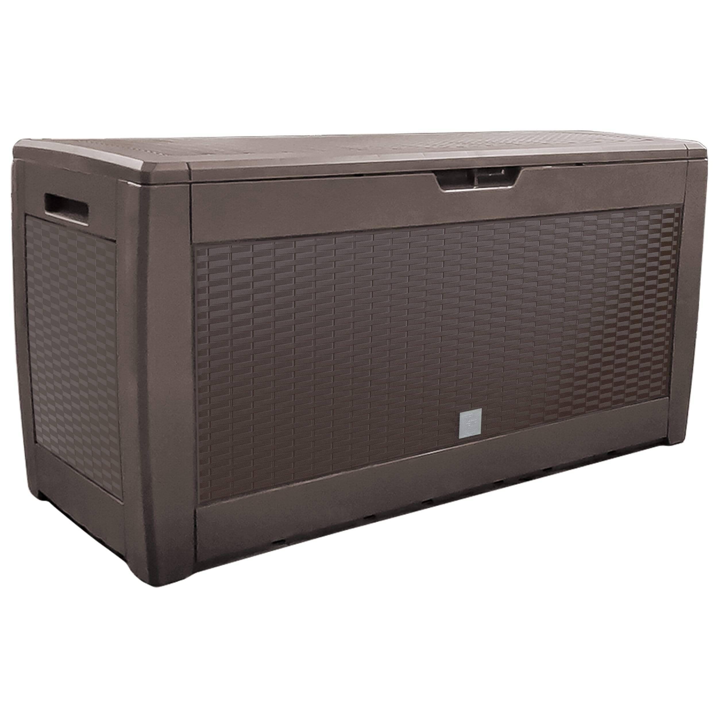 Coffre de Rangement Exterieur 310L  en PP 119x48x60CM Style Polyrotin Marron