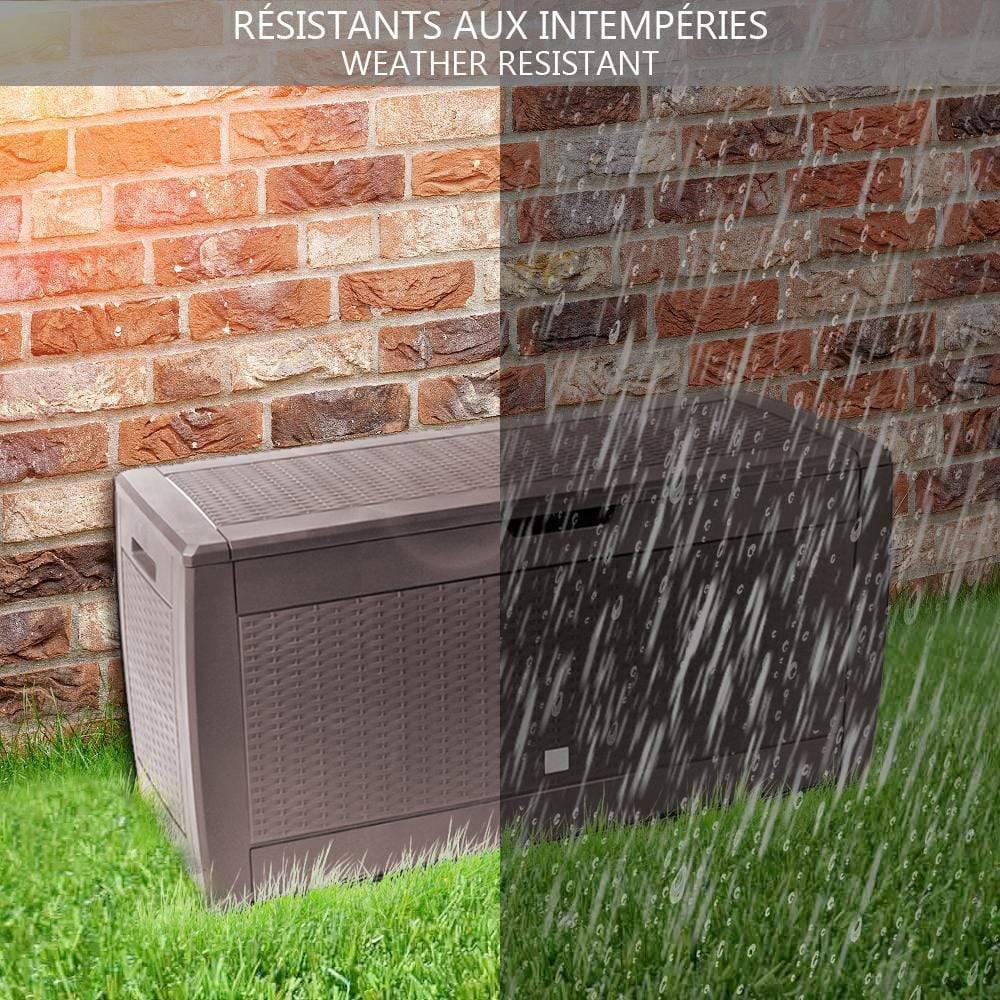 Coffre de Rangement Exterieur 310L  en PP 119x48x60CM Style Polyrotin Marron - Image 7