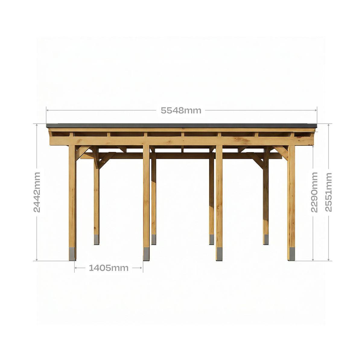 Direct Abris - Carport Bois CASTELLANE - 2 Voitures - Traitement Autoclave - Ancrage de Fixation en H - Bois de Haute Qualitée - Poteaux 12x12 cm - Image 5