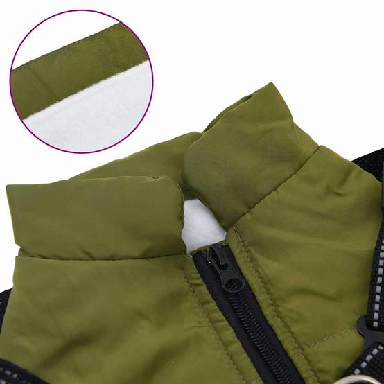 Veste Chien Extérieur Chaude Harnais Intégré Hiver XL Vert Armée - ComfortXL Outdoor Living - Image 7