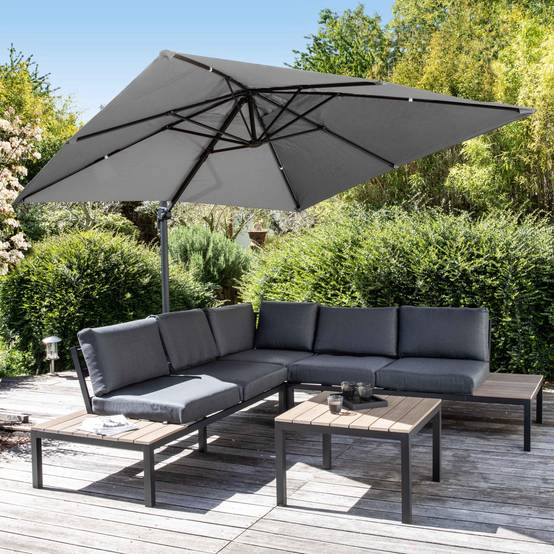 Oviala - Toile pour parasol déporté 3x3m anthracite Malaga - Oviala - Image 2