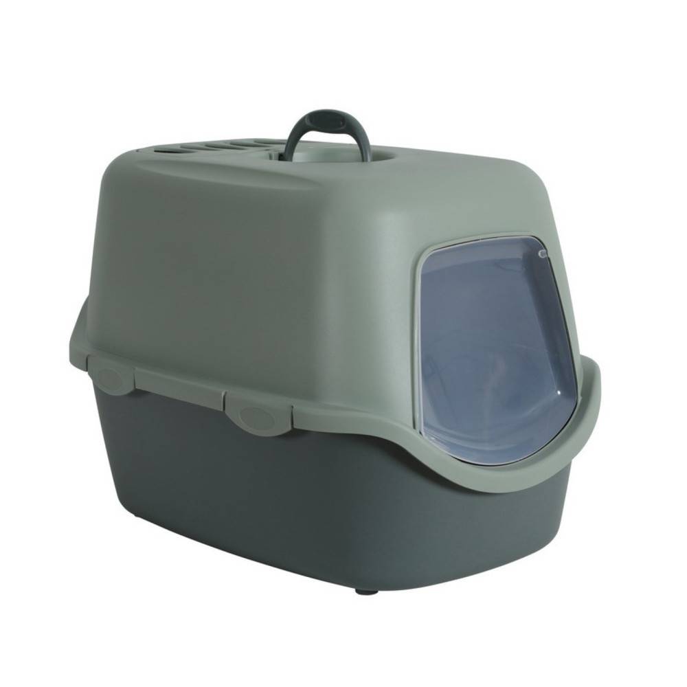 Stefanplast - Maison de toilette Cathy filtre en plastique recyclé vert 38.5 x 56 x 40 cm pour chat. - Image 1