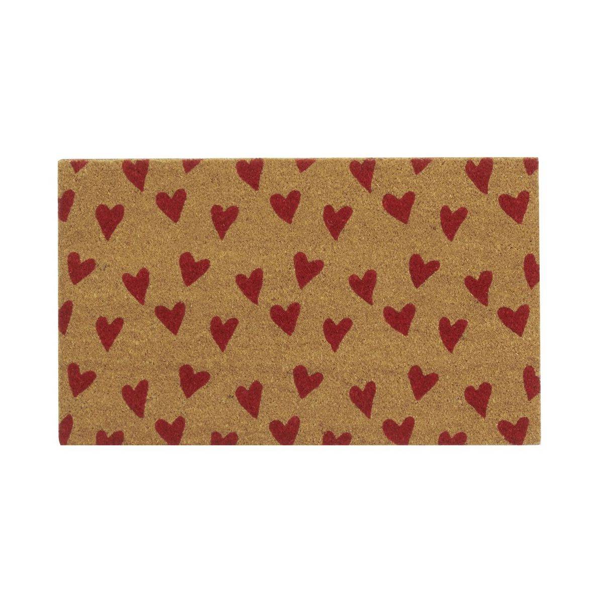Aubry Gaspard - Paillasson coco intérieur extérieur 75 x 45 cm Coeurs imprimés rouges - Imagen 1
