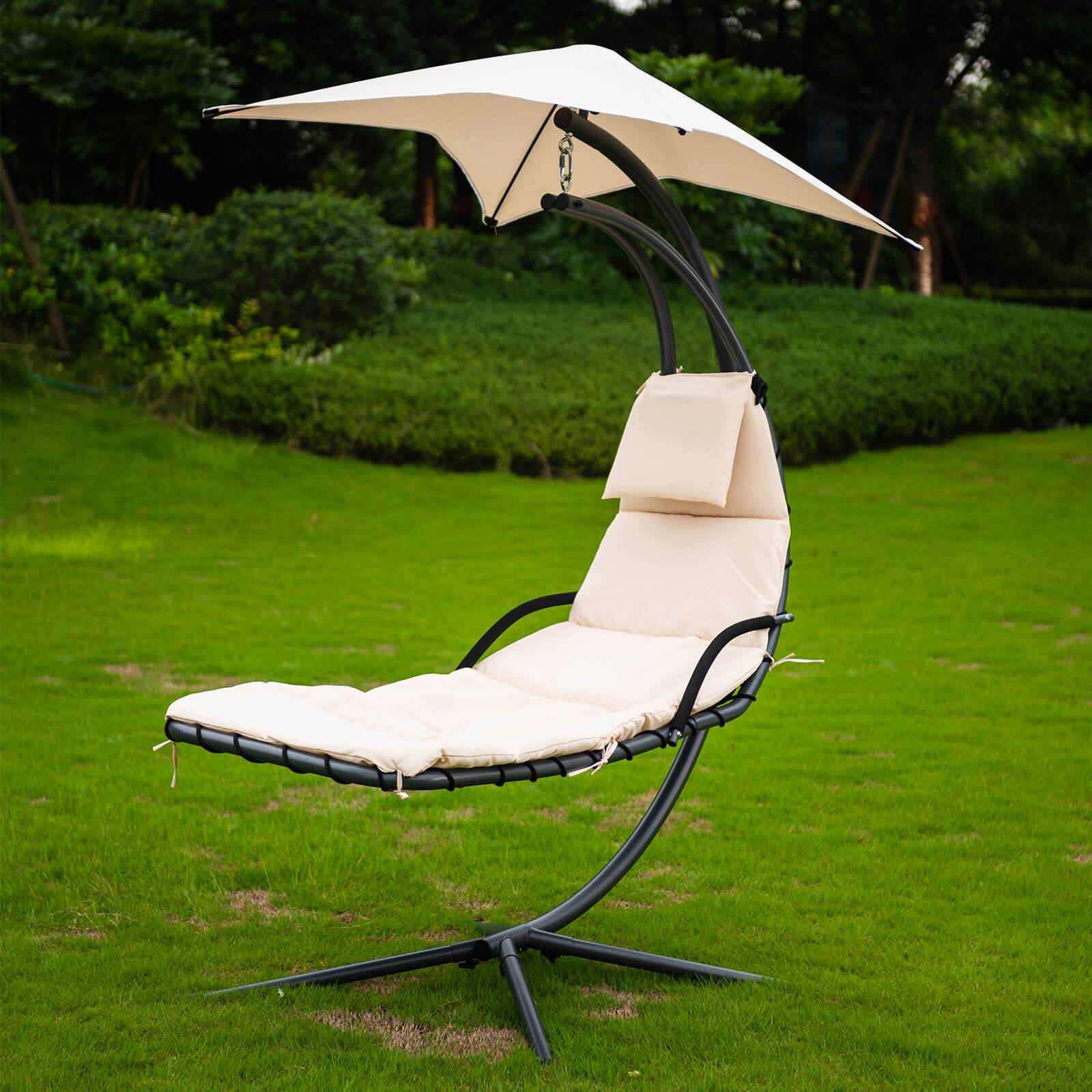 Chaise longue flottante avec auvent HOME DELUXE SAN REMO - anthracite/beige - Image 5