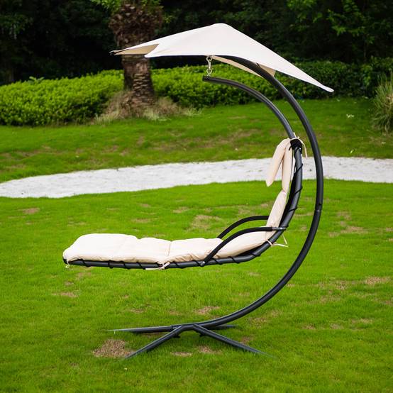 Chaise longue flottante avec auvent HOME DELUXE SAN REMO - anthracite/beige - Image 7