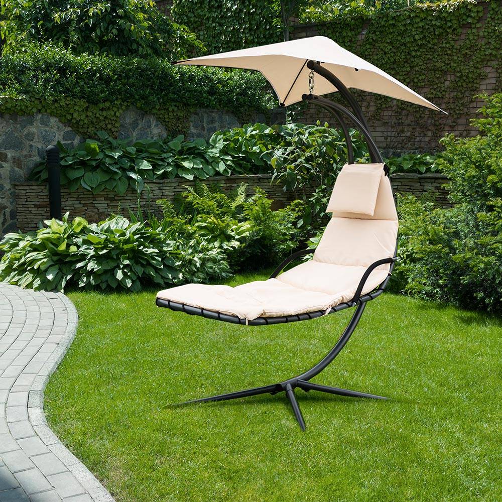 Chaise longue flottante avec auvent HOME DELUXE SAN REMO - anthracite/beige - Image 4