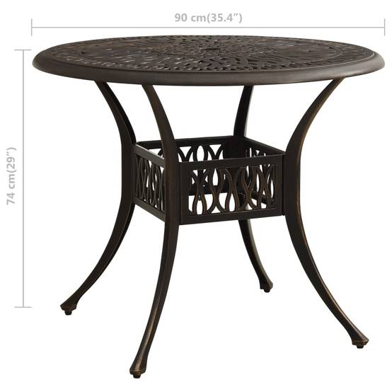 Table de jardin aluminium coulé bronze 90 x 90 x 74 cm - PANGIVO - Image 6