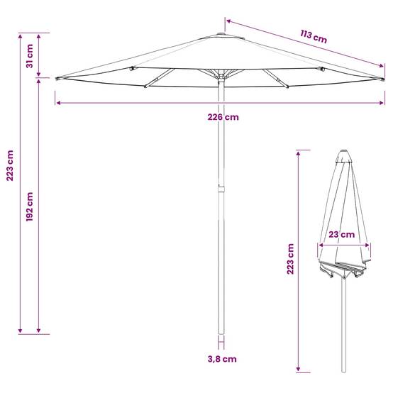 PANGIVO - Parasol polyester noir 226 x 226 x 223 cm - PANGIVO - Image 7