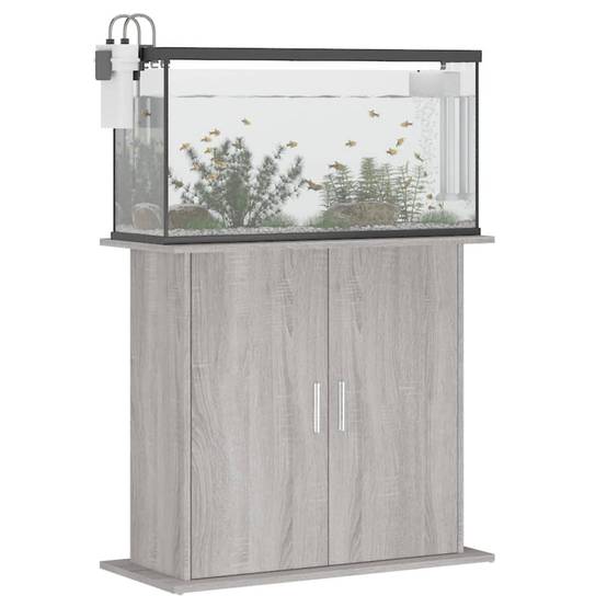 Meuble pour Aquarium Bois d'Ingénierie avec Portes de Rangement 81x36x73 cm Gris Sonoma - ComfortXL Outdoor Living - Image 3