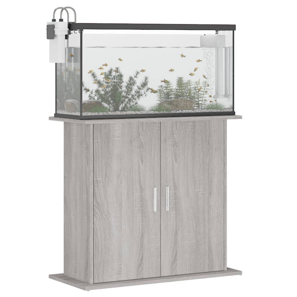 Meuble pour Aquarium Bois d'Ingénierie avec Portes de Rangement 81x36x73 cm Gris Sonoma - ComfortXL Outdoor Living - Image 3