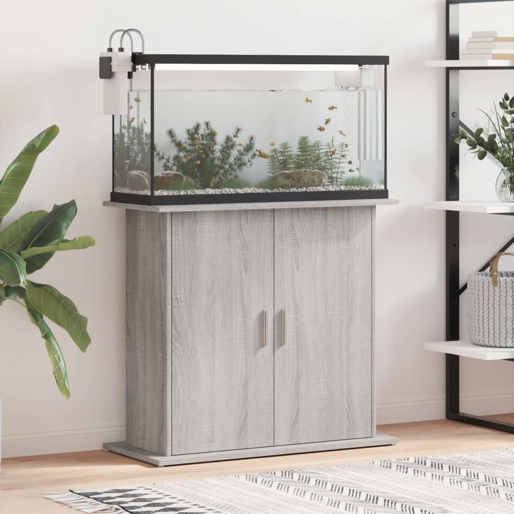 Meuble pour Aquarium Bois d'Ingénierie avec Portes de Rangement 81x36x73 cm Gris Sonoma - ComfortXL Outdoor Living - Image 1