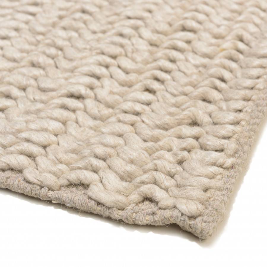 Macabane - QUENTIN - Tapis rectangulaire 200x290cm en laine tissée couleur beige - Imagen 5