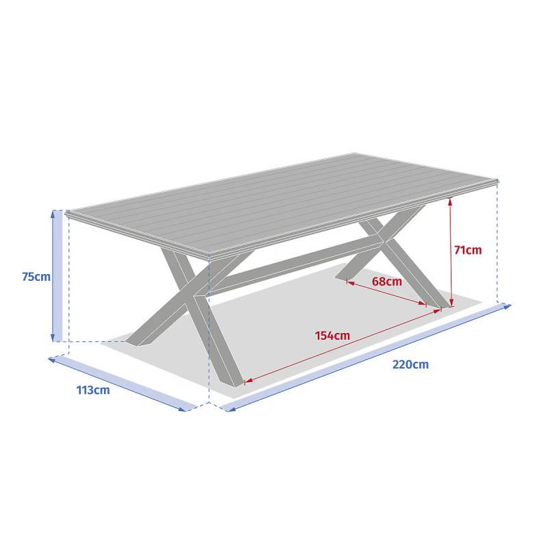 Hesperide - Table de jardin "Axiome" praline & marron 8 places en aluminium Hespéride - Image 4