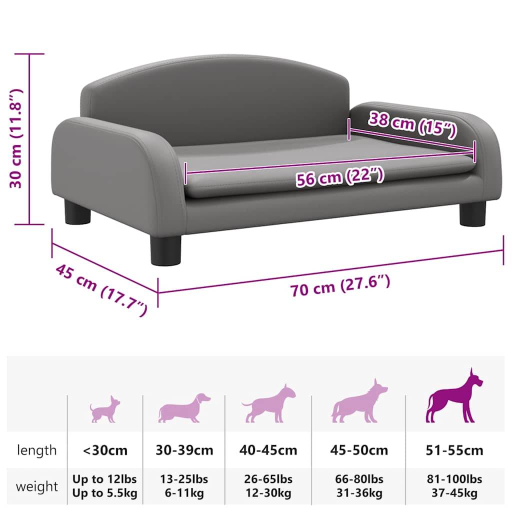 Canapé pour chien similicuir gris 70 x 45 x 30 cm - PANGIVO - Image 7
