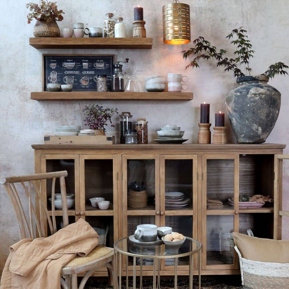 Chemin De Campagne - Armoire vitrine en bois de pin marron en verre 177 x 40 x 103 cm Chemin de campagne - Imagen 2