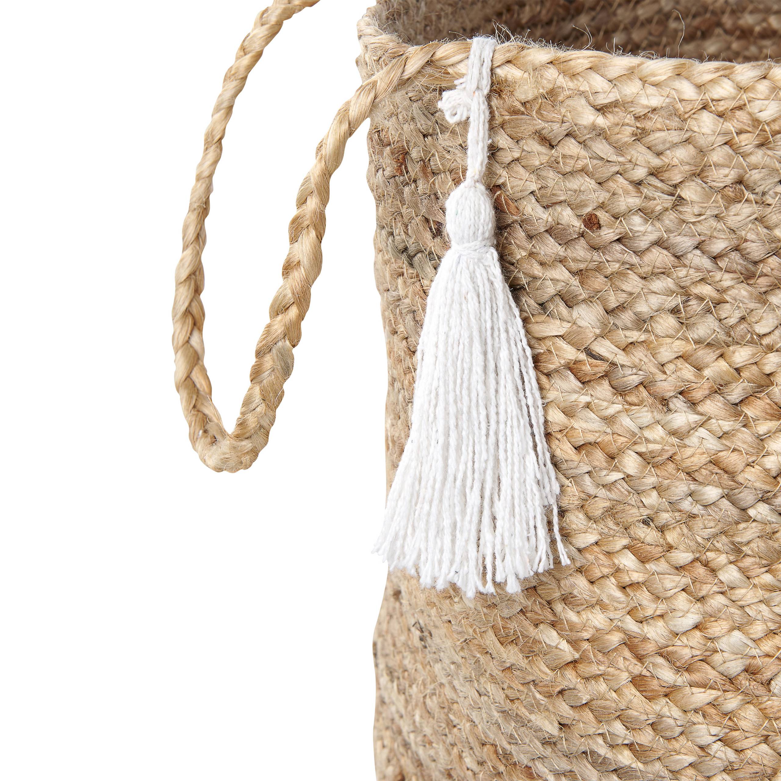 Beliani - Paniers Blanc et Beige en Jute 50 cm Ronds Faits Main Rangement Intérieur pour Linge Facile à Entretenir Corbeilles Lot de 2 - Imagen 6