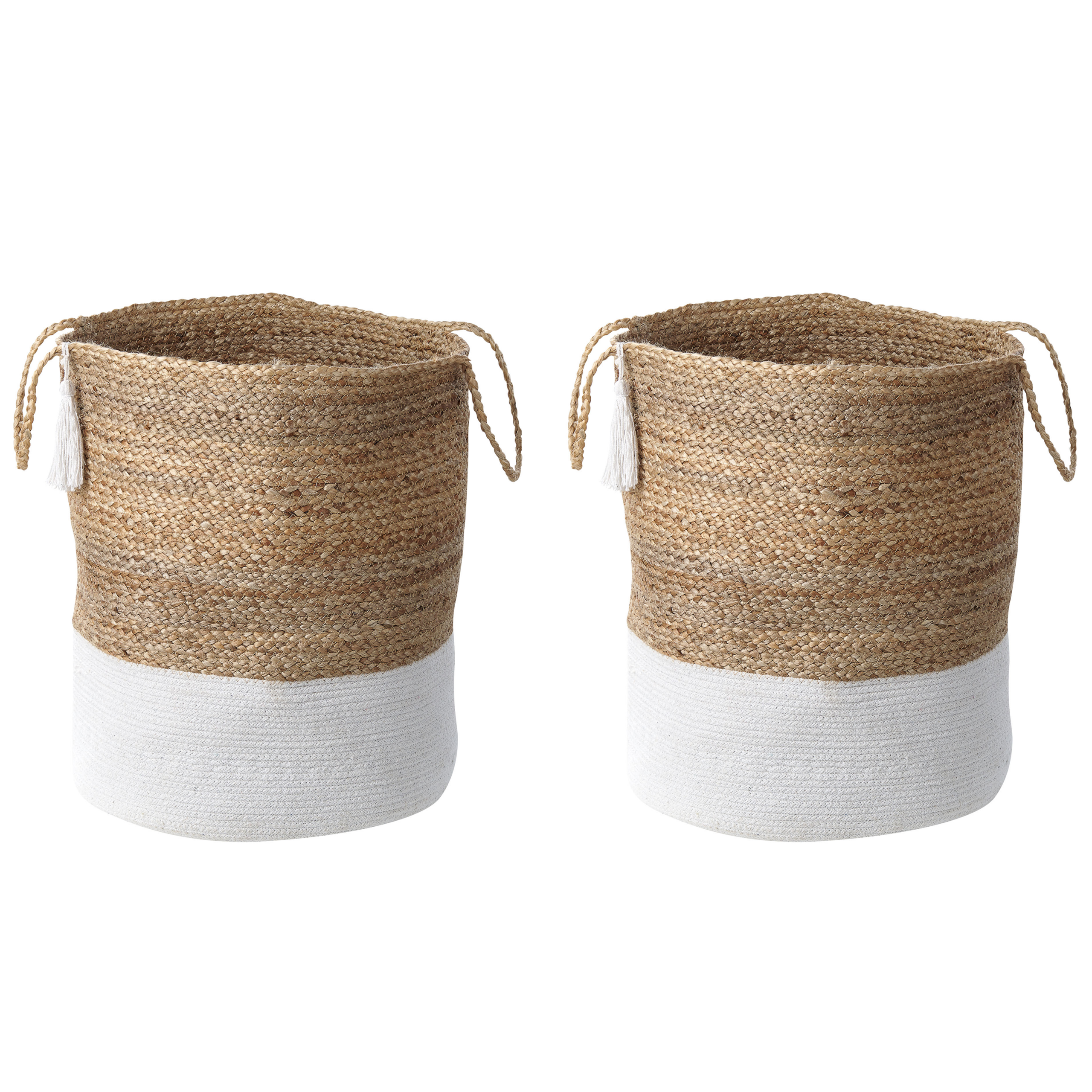Beliani - Paniers Blanc et Beige en Jute 50 cm Ronds Faits Main Rangement Intérieur pour Linge Facile à Entretenir Corbeilles Lot de 2 - Imagen 1