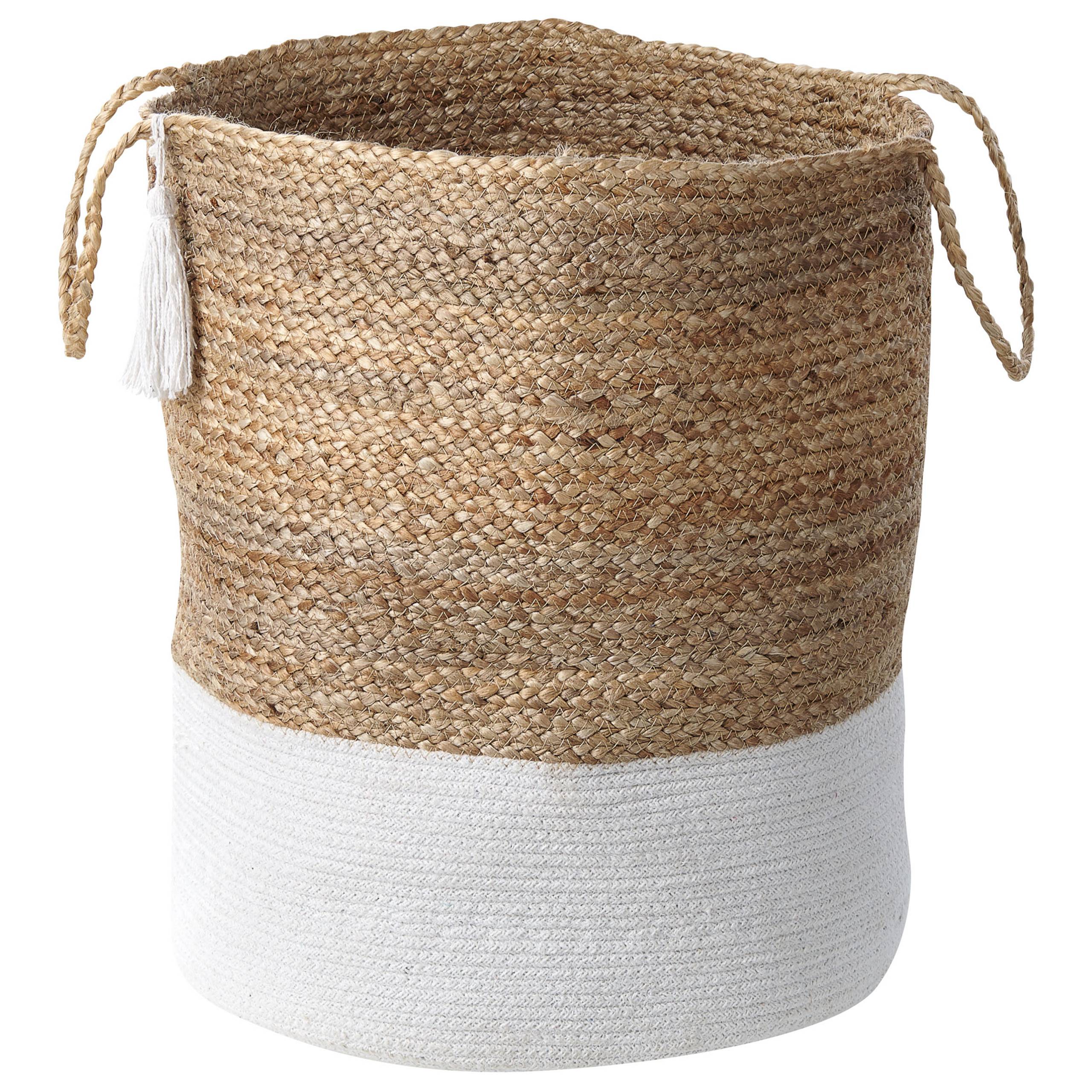 Beliani - Paniers Blanc et Beige en Jute 50 cm Ronds Faits Main Rangement Intérieur pour Linge Facile à Entretenir Corbeilles Lot de 2 - Imagen 4