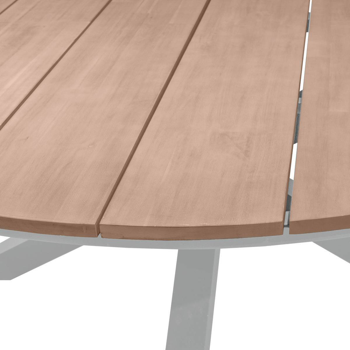 Hesperide - Table de jardin ronde "Oriengo" acacia & blanc 8 places en aluminium traité époxy - Hespéride - Image 3
