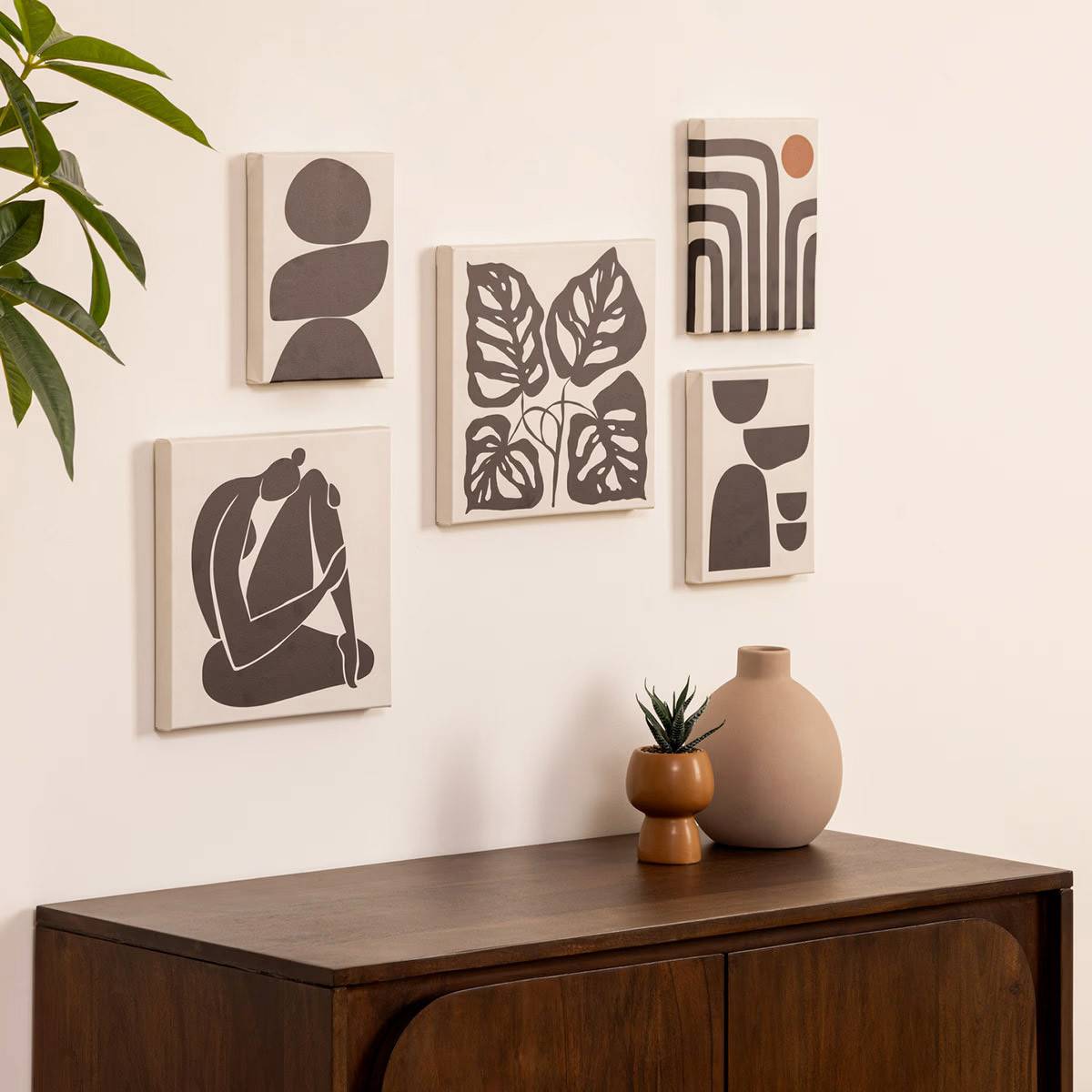 Lot de 5 Toiles imprimées nuance Noir et Blanc - Image 9