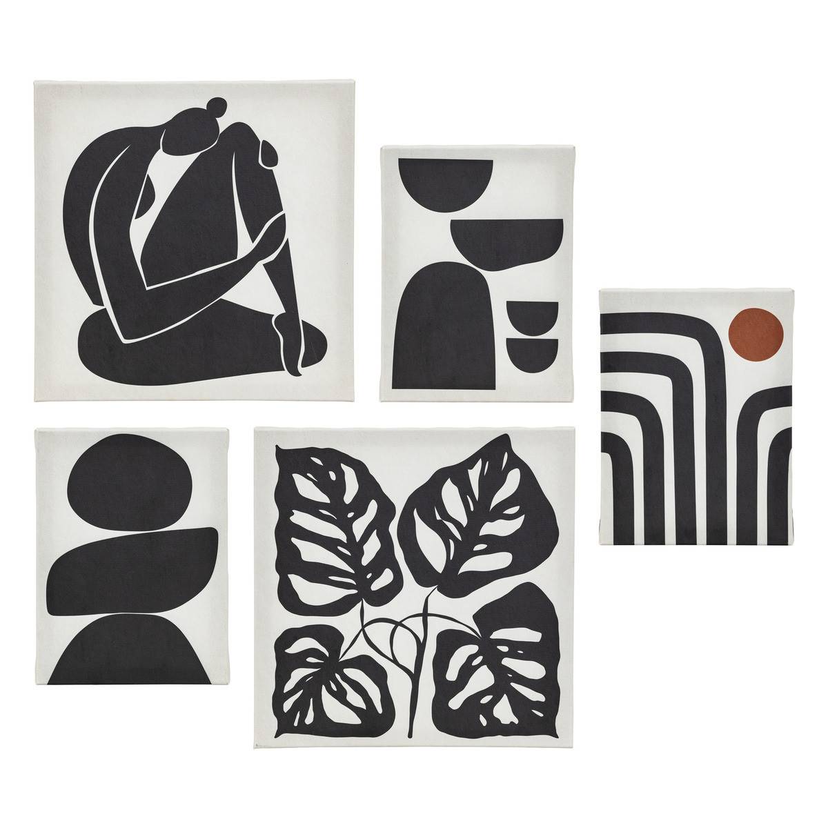 Lot de 5 Toiles imprimées nuance Noir et Blanc - Image 1