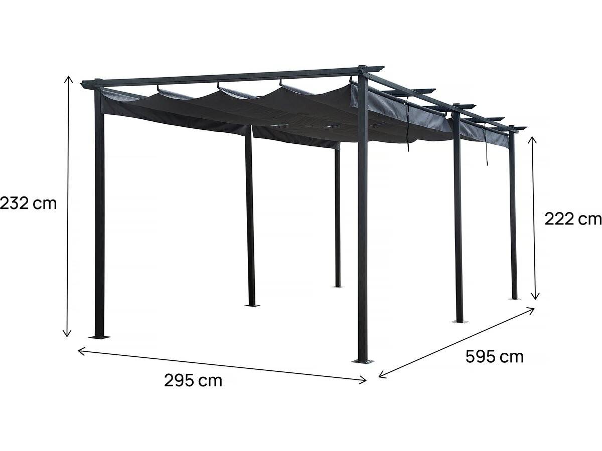 Pergola En Métal Avec Toit Rétractable - 3 X 6 M - Anthracite -habitat Et Jardin - Image 4