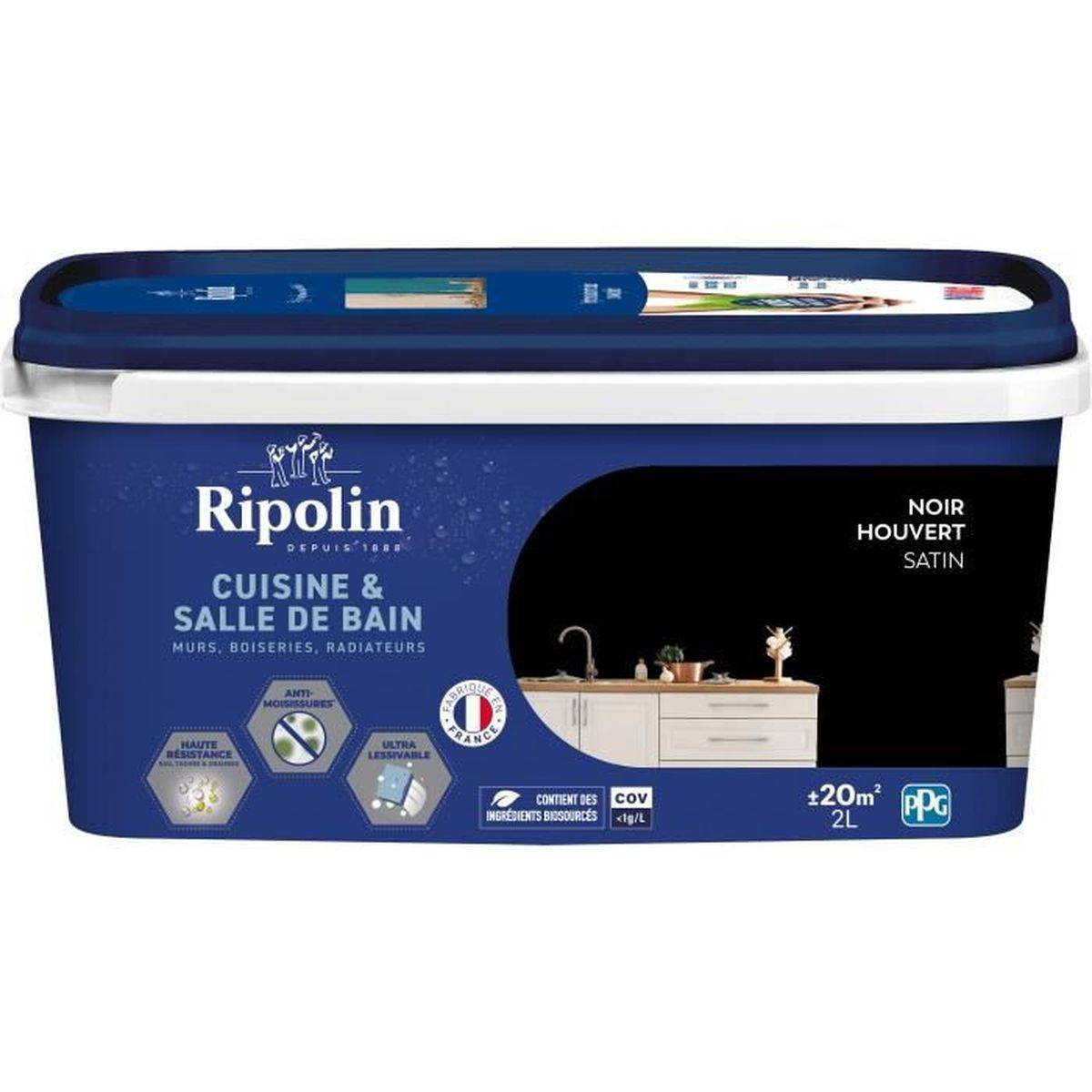 Ripolin - Peinture acrylique Cuisine et Bain satin noir houvert 2 L - RIPOLIN