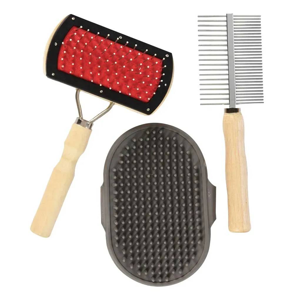 Autre - 3 Brosses pour Animaux avec Poignées Bois d'Érable Naturel - Image 1