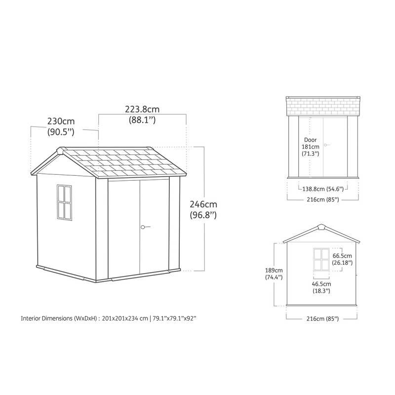 Keter - Abri de jardin Newton Plus 775 - 4,4 m² - Gris Aspect bois - KETER - Image 7