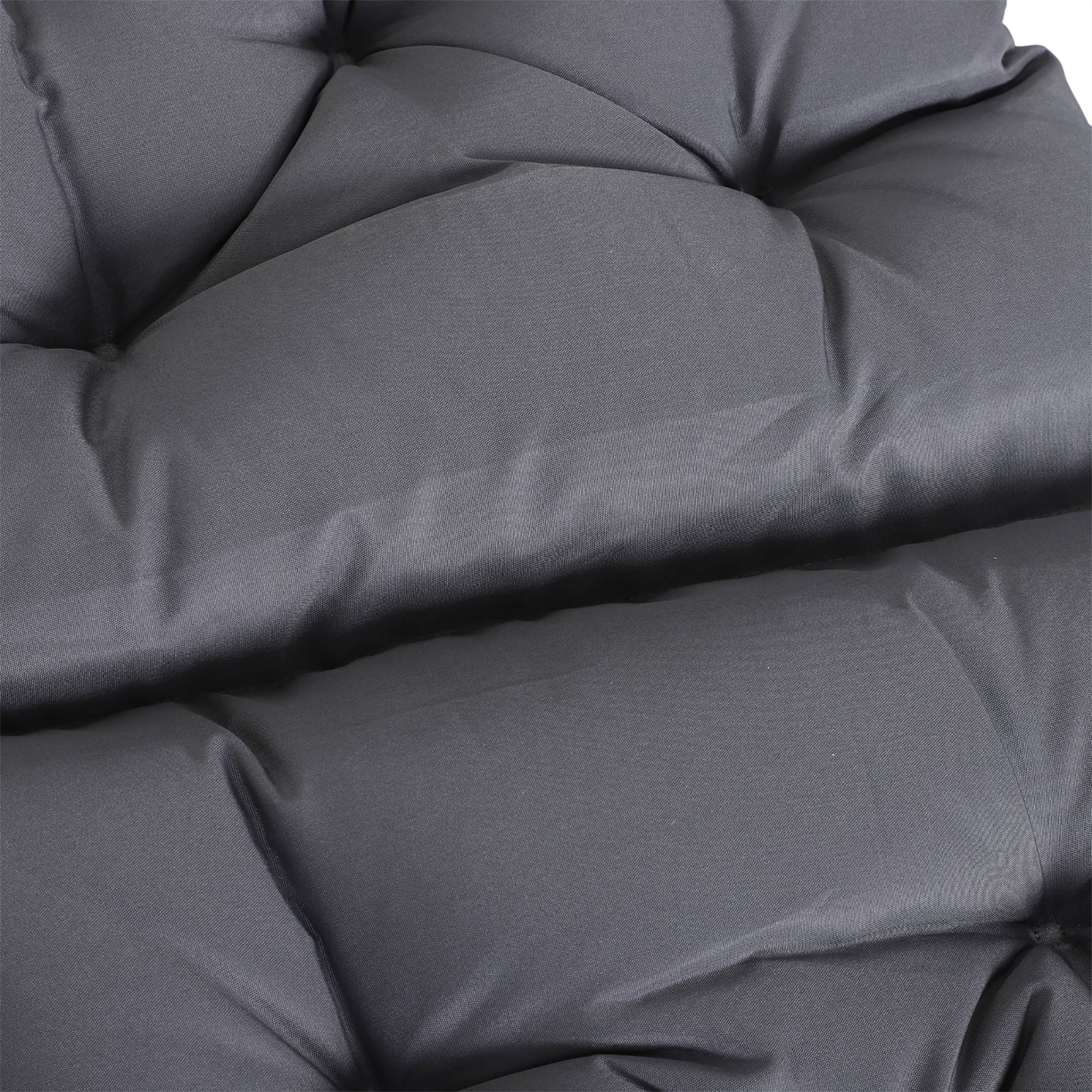Lot de 2 coussins d’assise 98x50x8 cm, rembourrés avec attaches, lavables, gris - Image 10