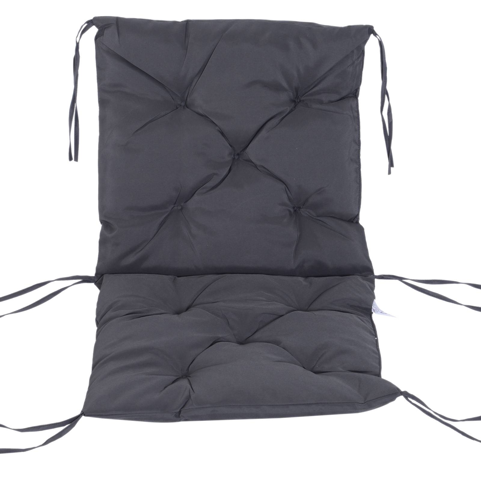 Lot de 2 coussins d’assise 98x50x8 cm, rembourrés avec attaches, lavables, gris - Image 9