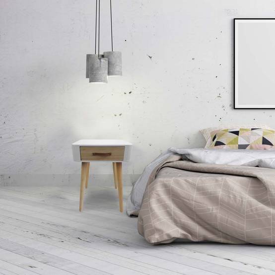 The Home Deco Factory - Chevet scandinave avec tiroir et poignée en polyuréthane - Image 2