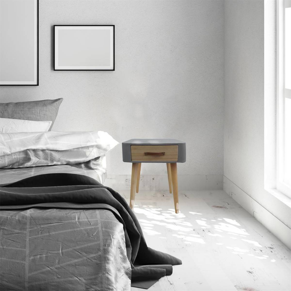 The Home Deco Factory - Chevet scandinave avec tiroir et poignée en polyuréthane - Image 7