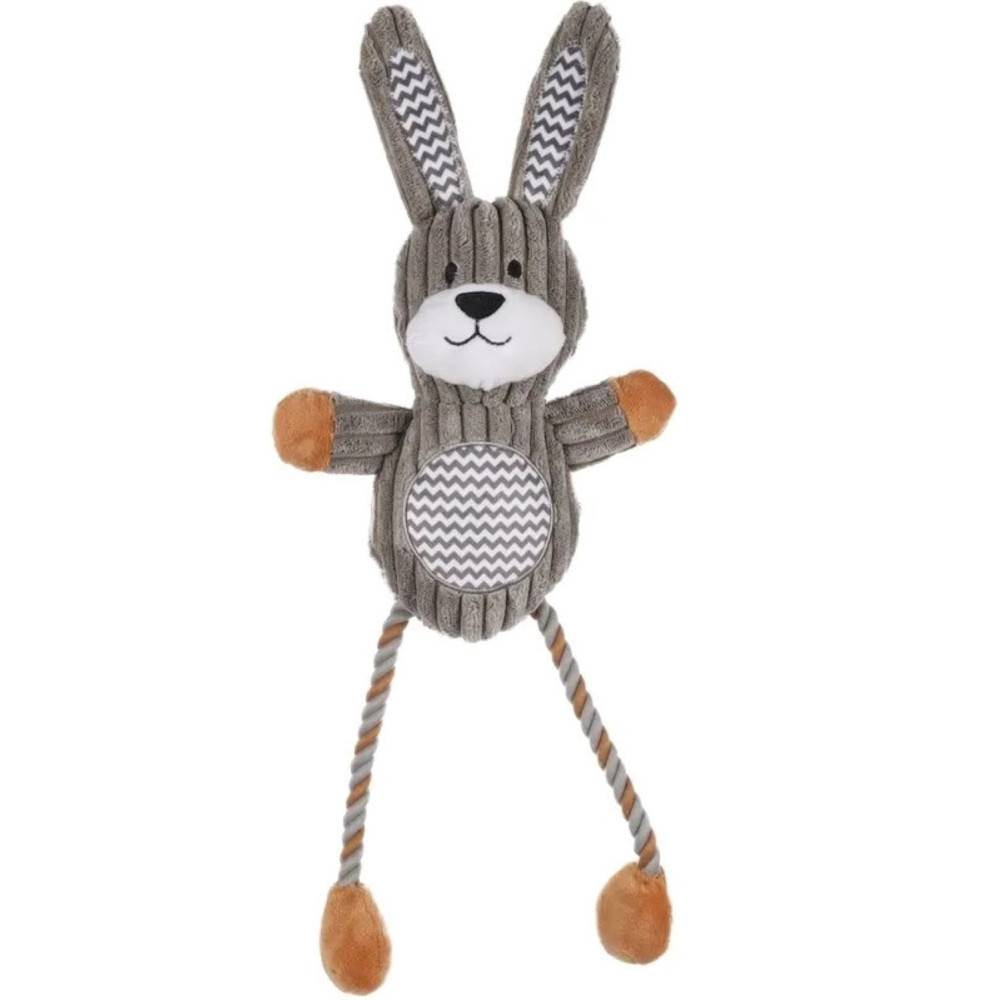 Flamingo - Jouet lapin Gommy gris, avec jambes cordes, 45 cm, pour chien - Imagen 2