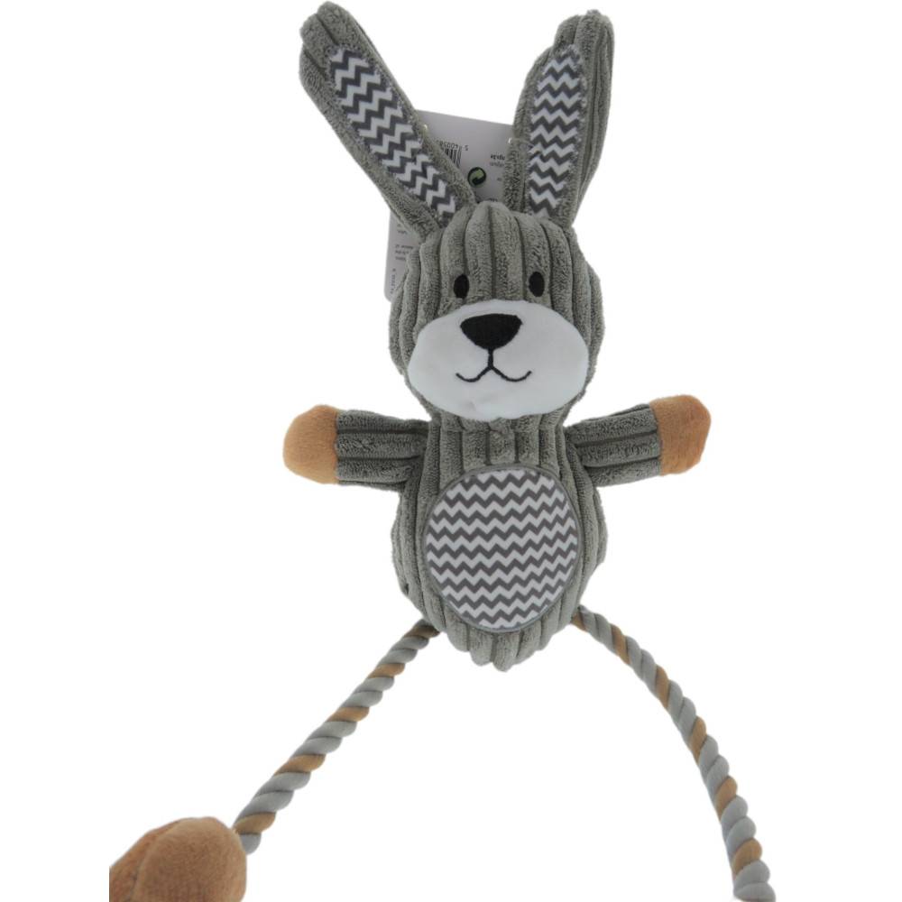 Flamingo - Jouet lapin Gommy gris, avec jambes cordes, 45 cm, pour chien - Imagen 5