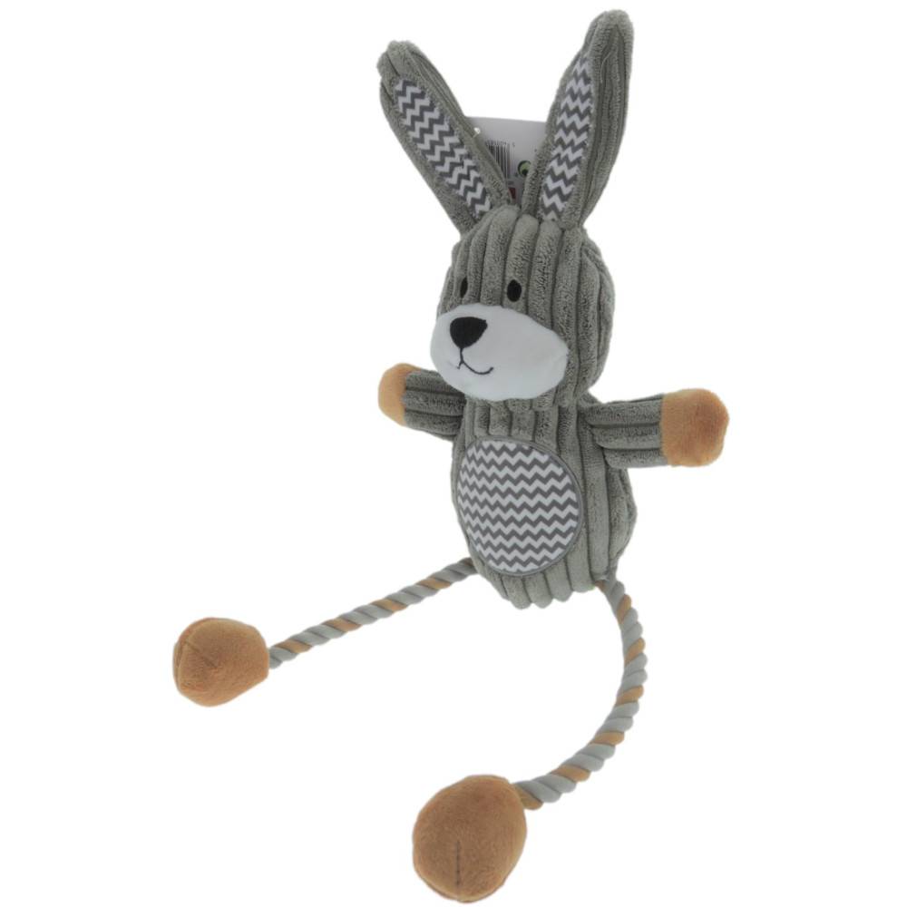 Flamingo - Jouet lapin Gommy gris, avec jambes cordes, 45 cm, pour chien - Imagen 4