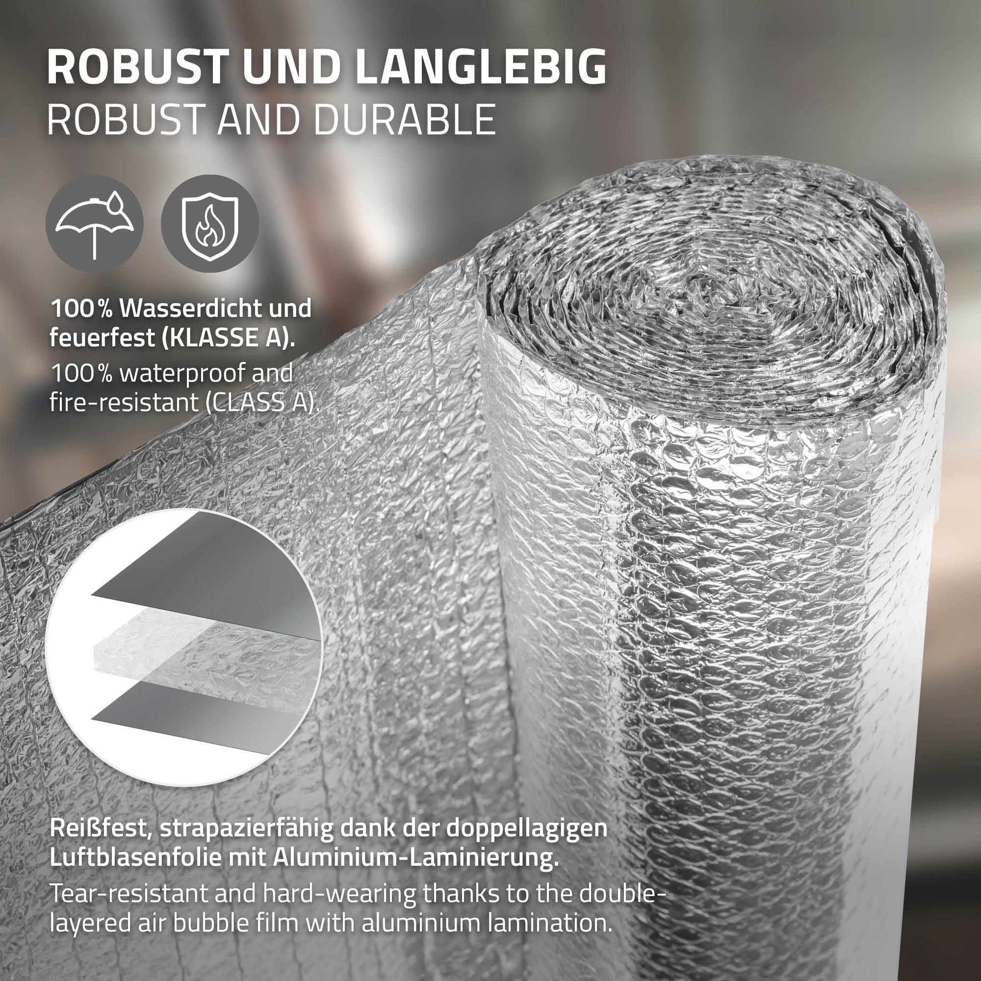 Ecd-Germany - Isolant thermique en aluminium à bulles, 1 x 10 m, film double face 6 mm, protection anti-froid et chaleur, découpable, pour fenêtres murs tuyaux sols - Image 3