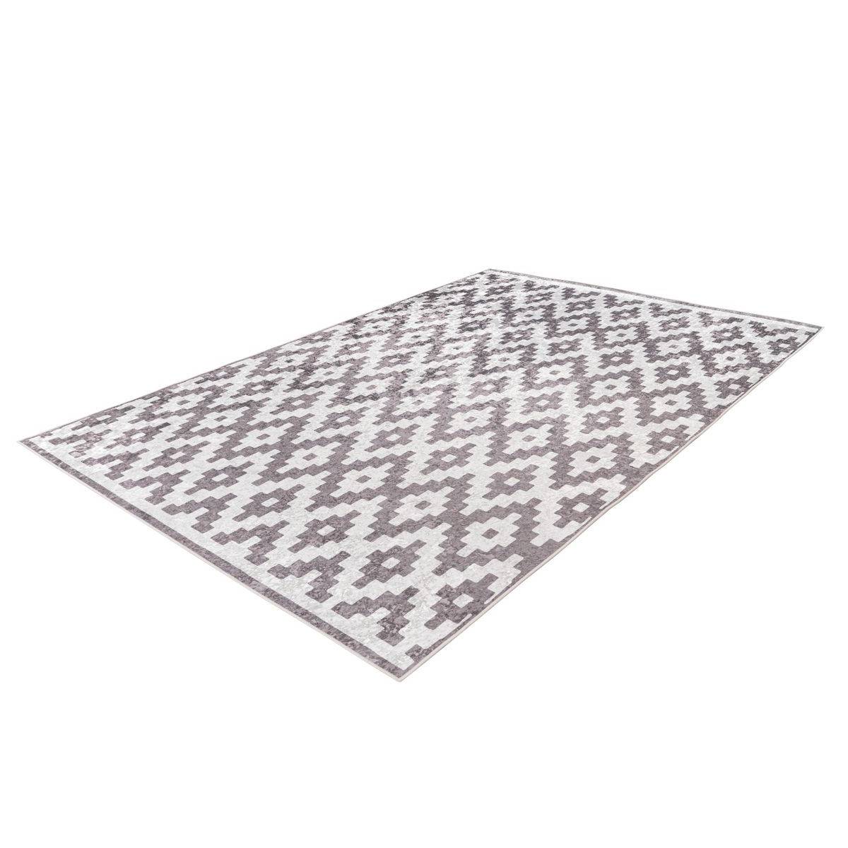 Tapis Géométrique à Poils Courts "Sally" Taupe 160 x 230 cm - Image 2