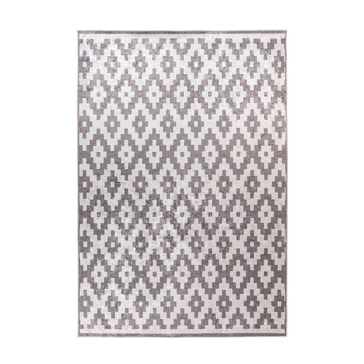 Tapis Géométrique à Poils Courts "Sally" Taupe 160 x 230 cm - Image 1