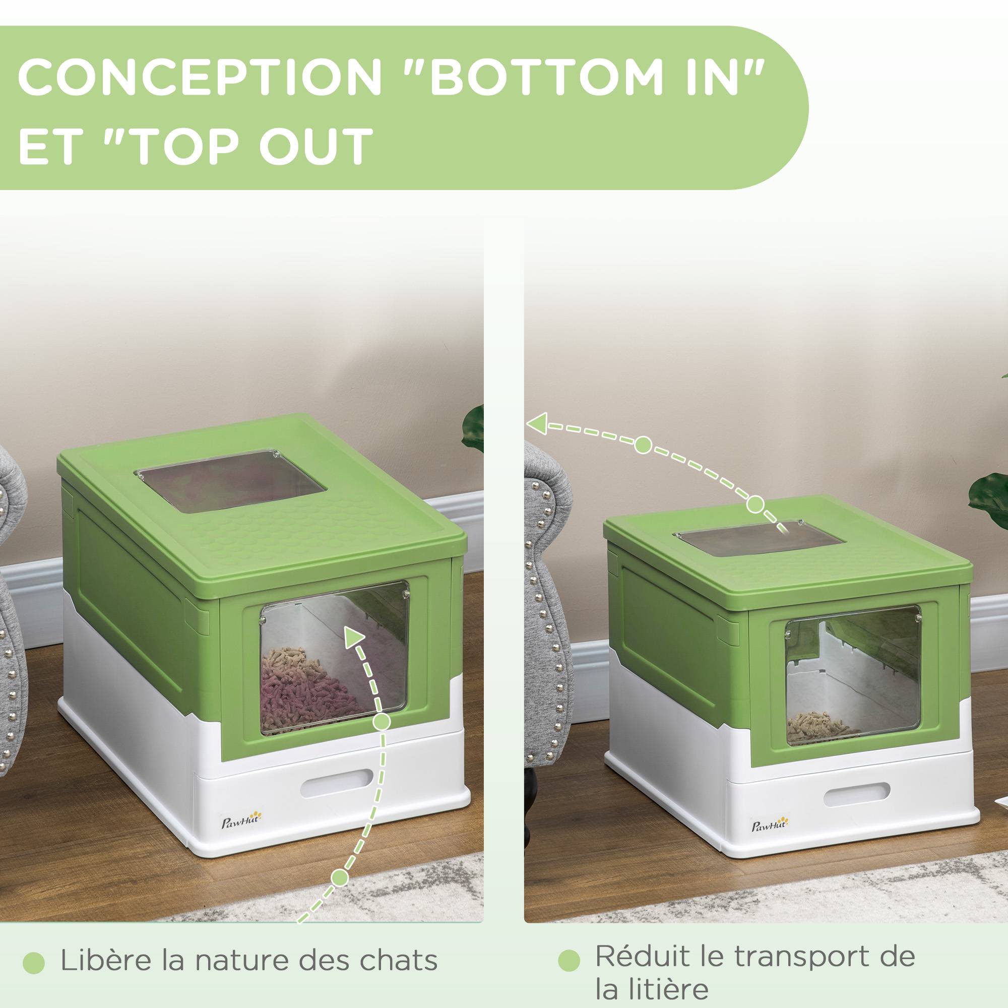 ComfortXL - Maison toilette pliable PP intérieur double accès tiroir pelle 47x35x36cm vert - ComfortXL Outdoor Living - Image 7