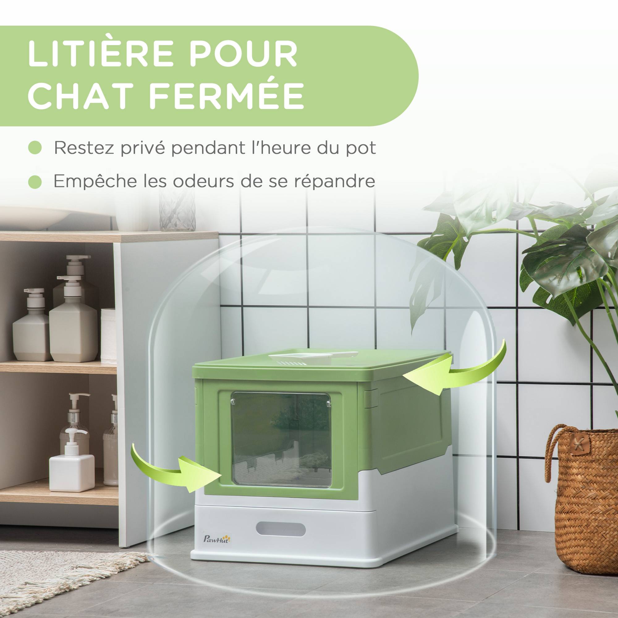 ComfortXL - Maison toilette pliable PP intérieur double accès tiroir pelle 47x35x36cm vert - ComfortXL Outdoor Living - Image 8