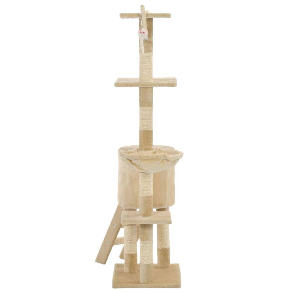 Helloshop26 - Arbre à chat griffoir grattoir niche jouet animaux peluché en sisal 138 cm beige - Imagen 4