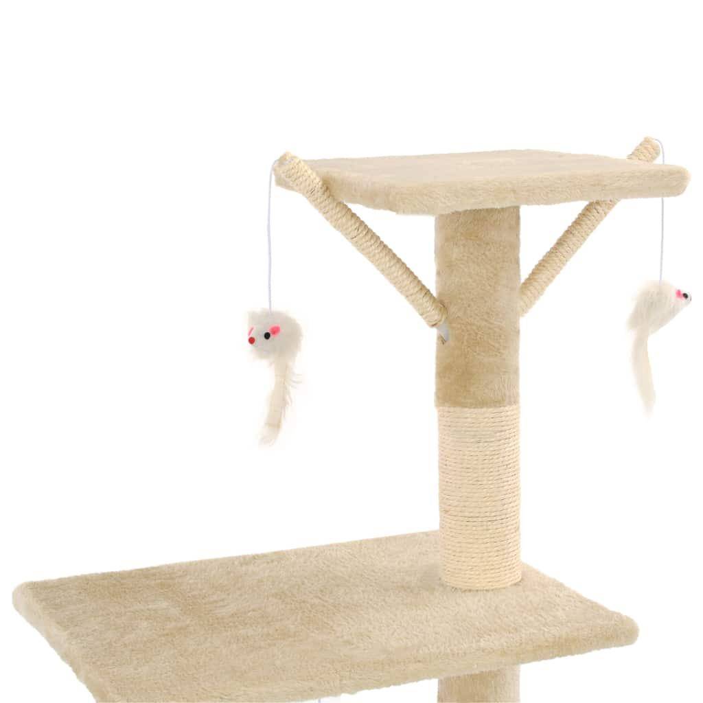 Helloshop26 - Arbre à chat griffoir grattoir niche jouet animaux peluché en sisal 138 cm beige - Imagen 5