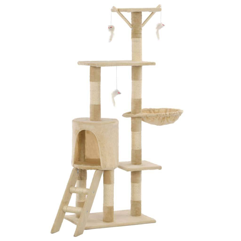 Helloshop26 - Arbre à chat griffoir grattoir niche jouet animaux peluché en sisal 138 cm beige - Imagen 1
