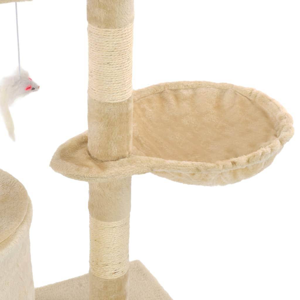 Helloshop26 - Arbre à chat griffoir grattoir niche jouet animaux peluché en sisal 138 cm beige - Imagen 6