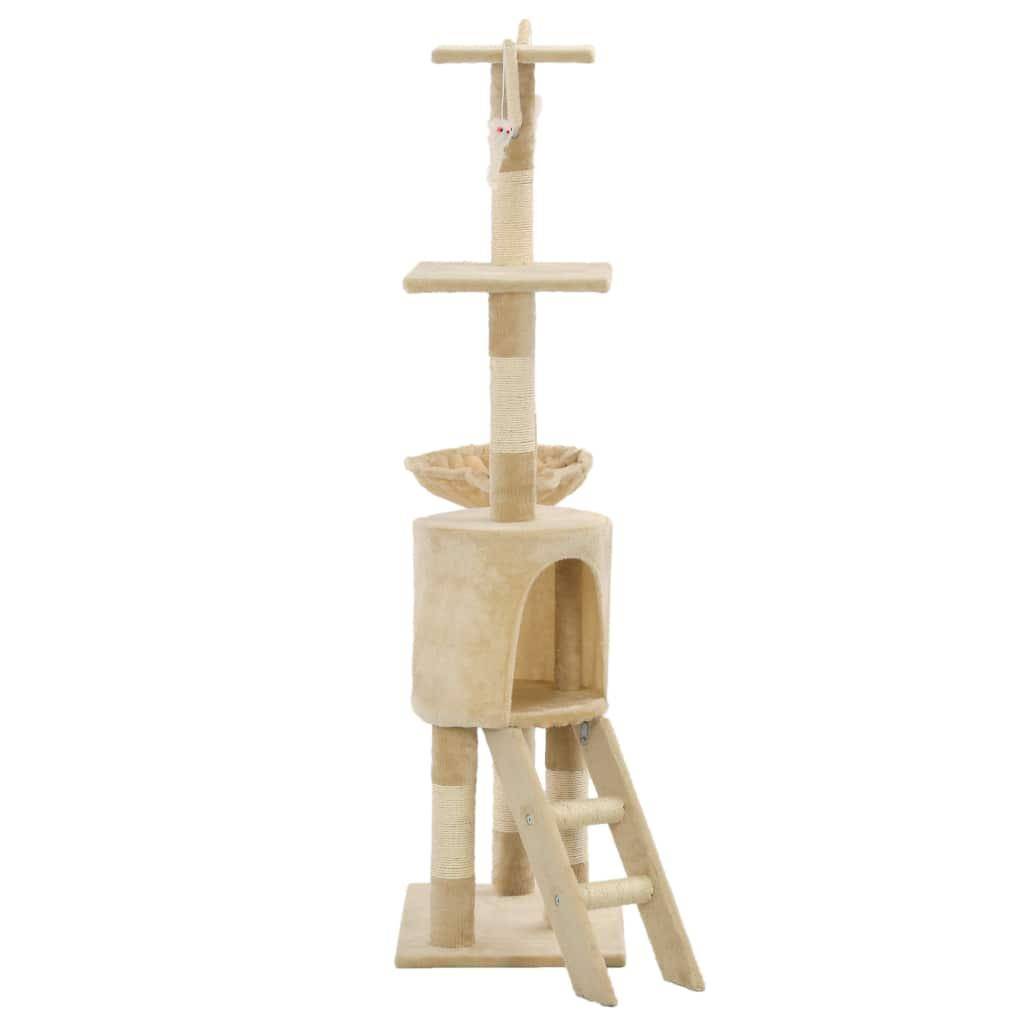 Helloshop26 - Arbre à chat griffoir grattoir niche jouet animaux peluché en sisal 138 cm beige - Imagen 3