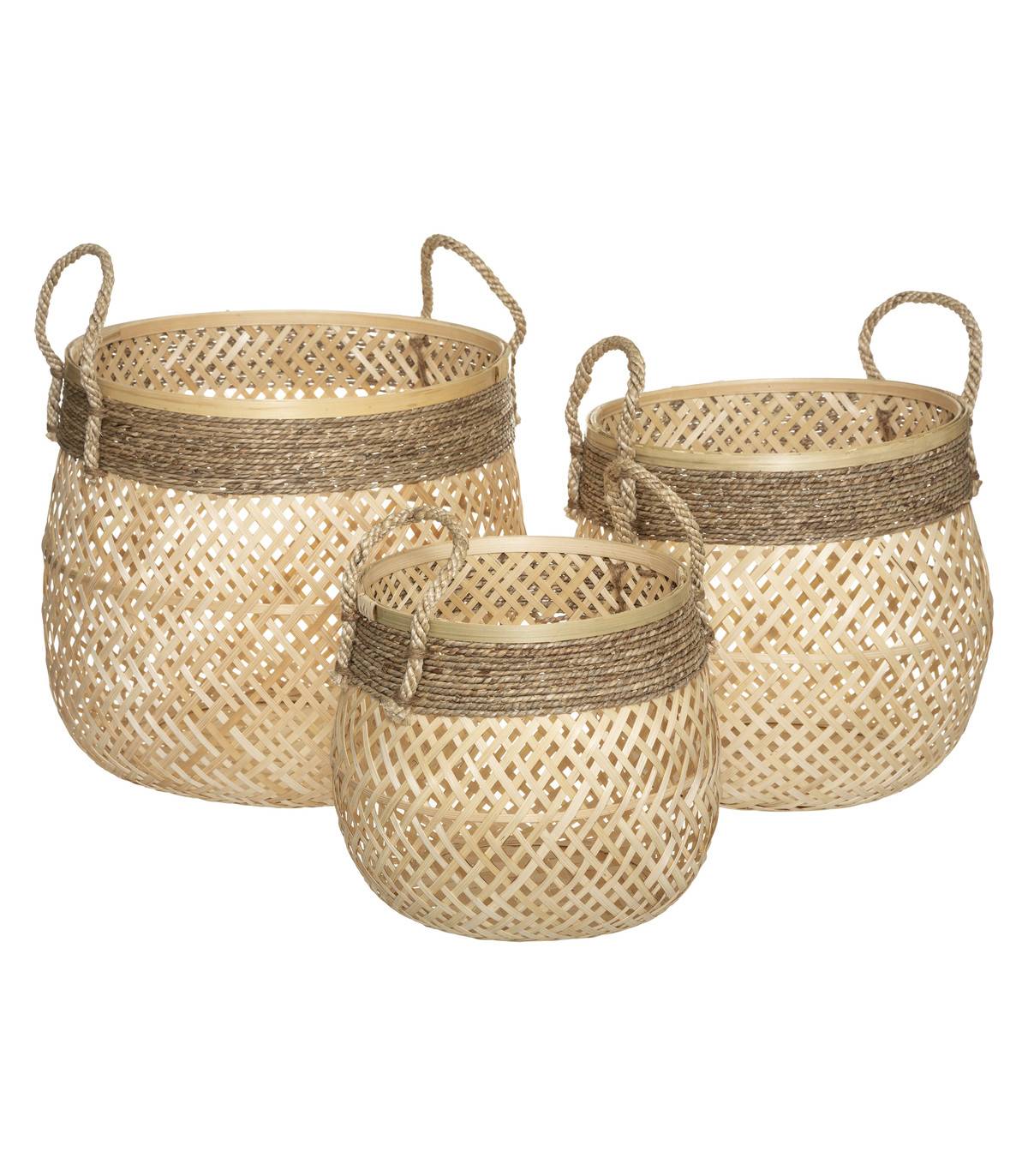 Set de 3 Paniers de rangement en Bambou et Roseau - Imagen 1